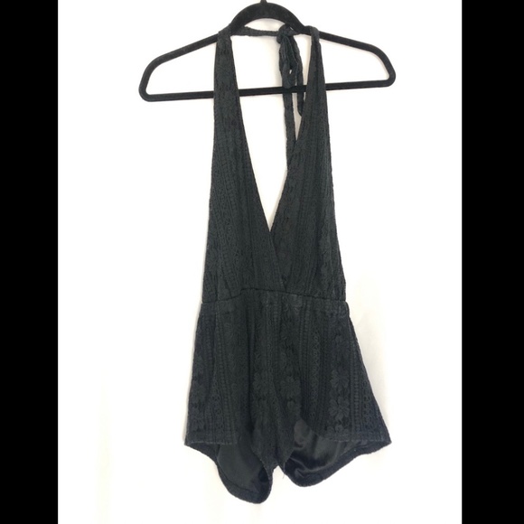 black backless romper